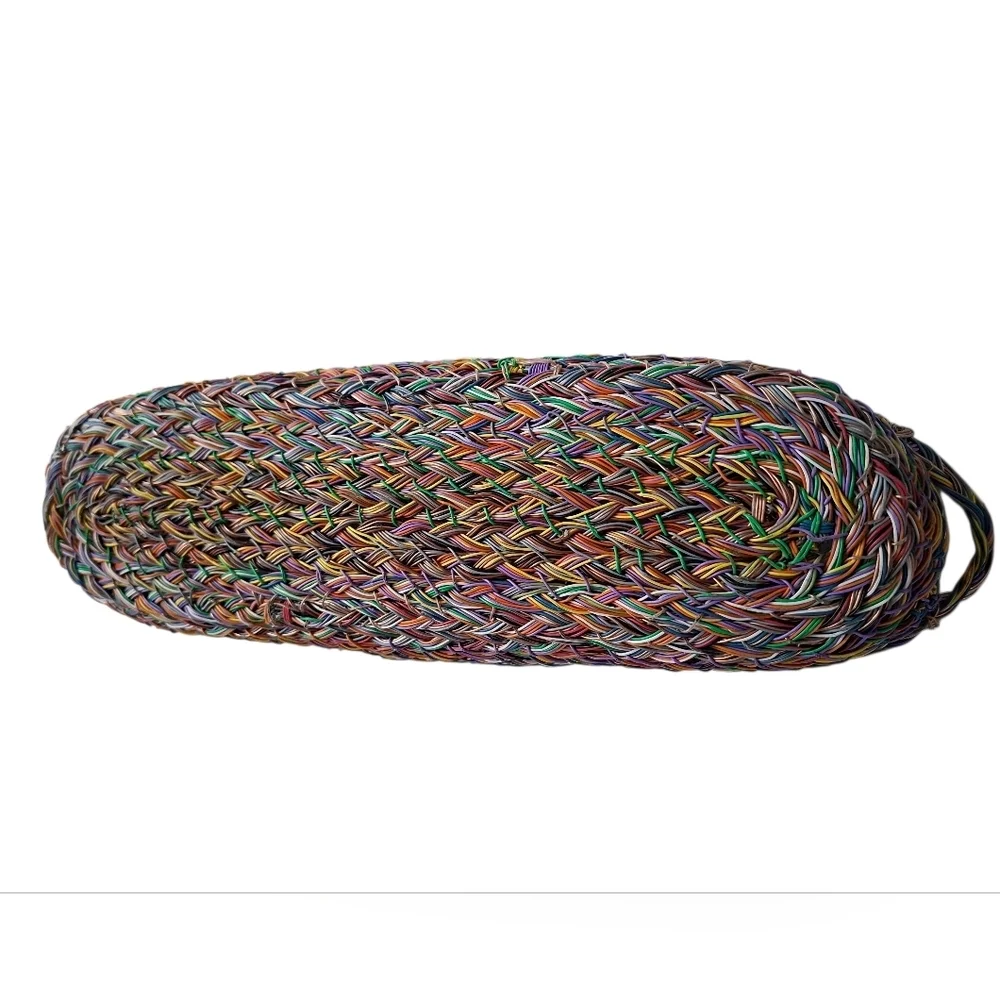 Handwoven Original Multicolor Wire Basket Tray with Handles Boho Basket - Picture 7 of 13